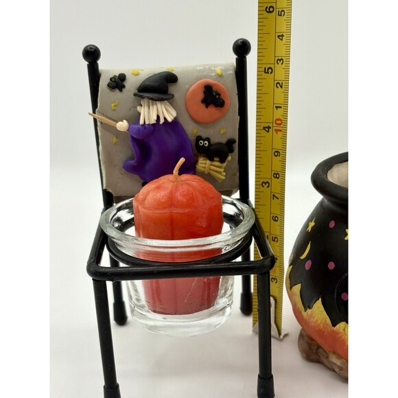 Ceramic Witch Cauldron Candle Halloween Mug & Chair Votive Holder Set Of 2 - Picture 8 of 10